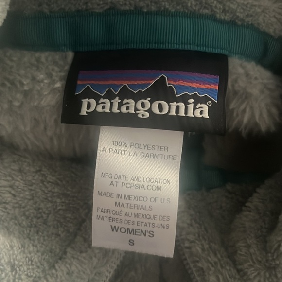 PATAGONIA Re-Tool Fleece Full Zip Vest in Gray w/ Teal Trim Size Small - Picture 4 of 4